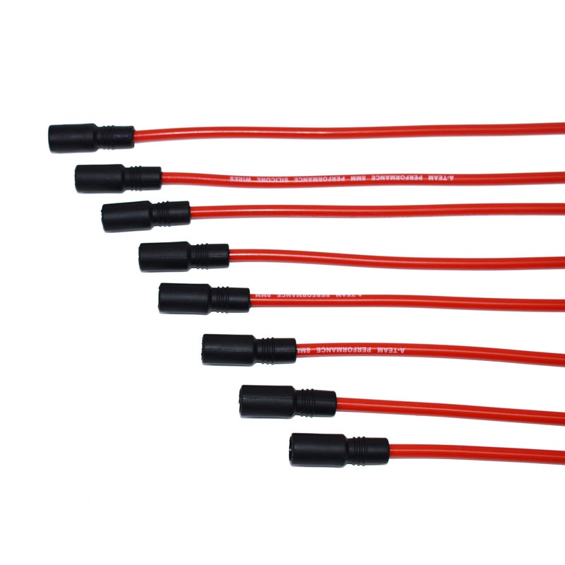 A-Team Performance Silicone Spark Plug Wire Set - Black 90-Degree Silicone Boots - Wires Compatible with Chevy & GMC Vortec 5.0L/5.7L 1996-2003 - Red, 8.0 mm - Image 5